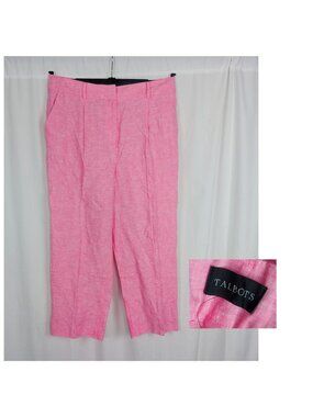 Talbots Pink Linen Pants 14 Pleated Bristol Crop NWT